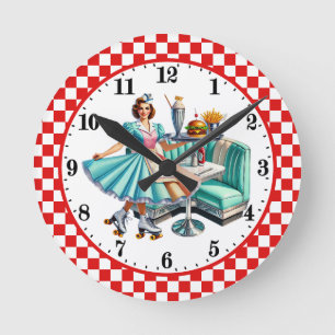 Retro 50's Diner Burger friet serveerster Ronde Klok