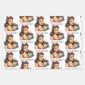 Retro 50's Diner Nostalgische Verjaardag Inpakpapier Vel (Voorkant 2)