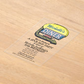 Retro 50s Diner Sock Hop Verjaardagsfeest Thema Acryl Uitnodigingen (Laagn)