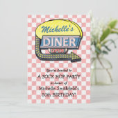 Retro 50s Diner Sock Hop Verjaardagsfeest Thema Kaart (Staand voorkant)