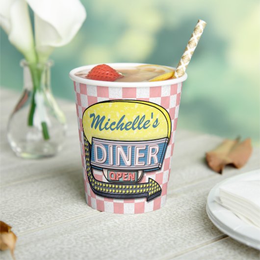 Retro 50s Diner Sock Hop Verjaardagsfeest Thema Papieren Bekers (Insitu)