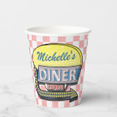 Retro 50s Diner Sock Hop Verjaardagsfeest Thema Papieren Bekers (Voorkant)