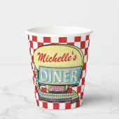 Retro 50s Diner Sock Hop Verjaardagsfeest Thema Ro Papieren Bekers (Voorkant)