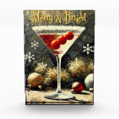 Retro 50s Drievoudige Cranberry Kerst Martini Fotoblokken (Voorkant)