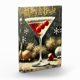 Retro 50s Drievoudige Cranberry Kerst Martini Fotoblokken