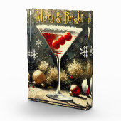Retro 50s Drievoudige Cranberry Kerst Martini Fotoblokken (Rechts)