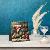 Retro 50s Drievoudige Cranberry Kerst Martini Fotoplaat (Insitu)