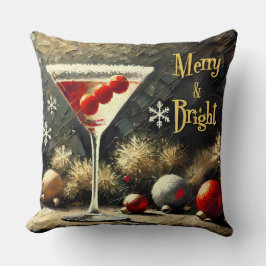 Retro 50s Drievoudige Cranberry Kerst Martini Kussen