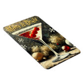 Retro 50s Drievoudige Cranberry Kerst Martini Magneet (Rechterzijde)