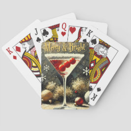 Retro 50s Drievoudige Cranberry Kerst Martini Pokerkaarten