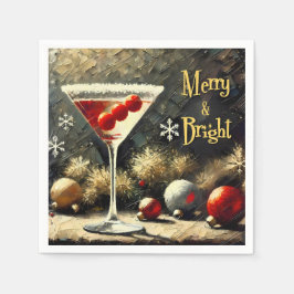 Retro 50s Drievoudige Cranberry Kerst Martini Servet