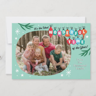 Retro 50's Foto Kerstkaarten Vintage Feestdagenkaart