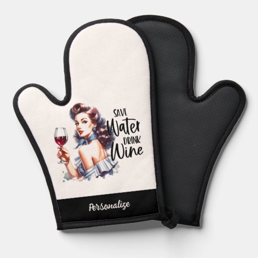 Retro 50s Glam Girl Funny Sarcastic Witty Quote Ovenwant (Voorkant / Achterkant)