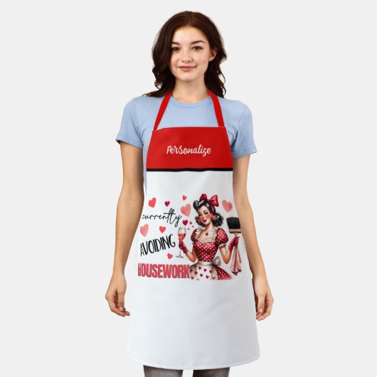 Retro 50s Glam Huisvrouw Funny Sarcastische Humor Schort (Gedragen)