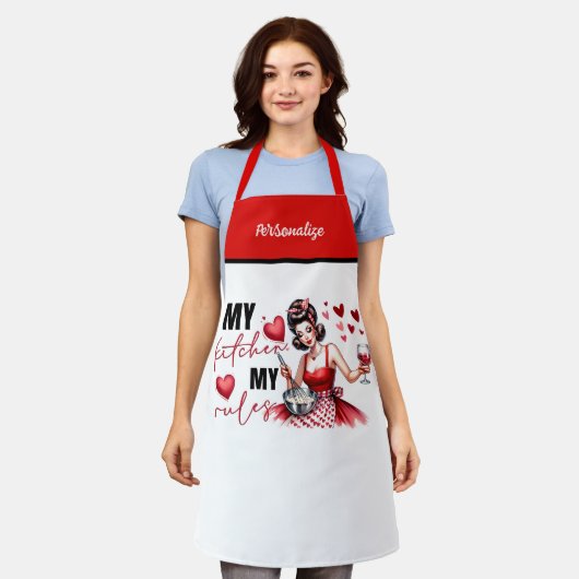 Retro 50s Glam Huisvrouw Funny Sarcastische Humor Schort (Gedragen)