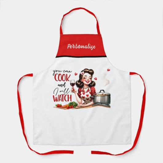 Retro 50s Glam Huisvrouw Funny Sarcastische Humor Schort (Voorkant)