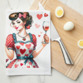 Retro 50s Glam Huisvrouw Funny Sarcastische Humor Theedoek (Quarter Fold)