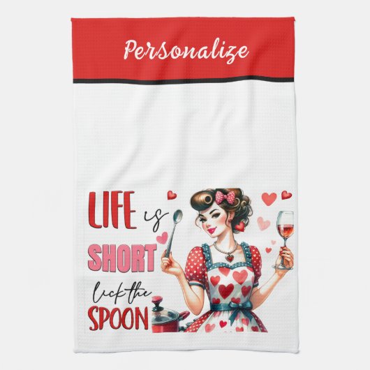 Retro 50s Glam Huisvrouw Funny Sarcastische Humor Theedoek (Verticaal)