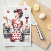 Retro 50s Glam Huisvrouw Funny Sarcastische Humor Theedoek (Quarter Fold)
