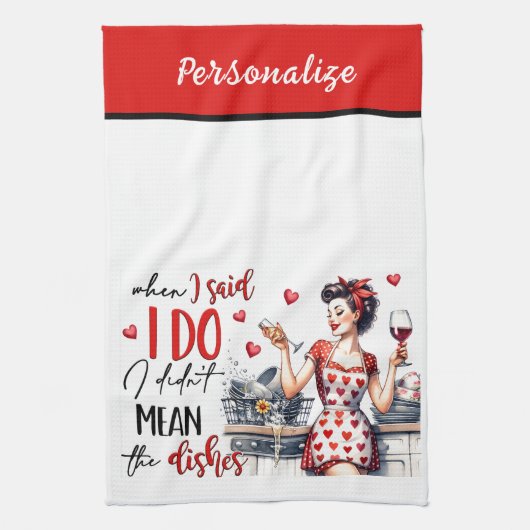 Retro 50s Glam Huisvrouw Funny Sarcastische Humor Theedoek (Verticaal)