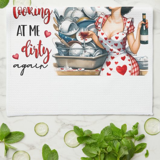 Retro 50s Glam Huisvrouw Funny Sarcastische Humor Theedoek (Gevouwen)