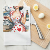 Retro 50s Glam Huisvrouw Funny Sarcastische Humor Theedoek (Quarter Fold)