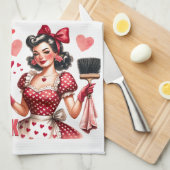 Retro 50s Glam Huisvrouw Funny Sarcastische Humor Theedoek (Quarter Fold)