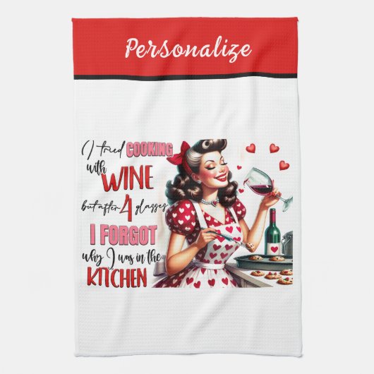 Retro 50s Glam Huisvrouw Funny Sarcastische Humor Theedoek (Verticaal)