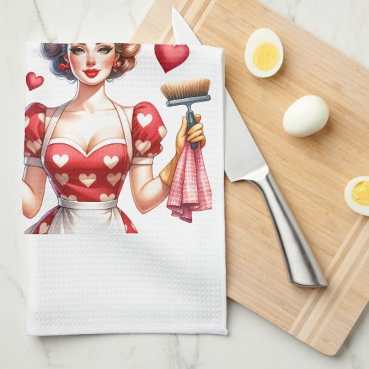 Retro 50s Glam Huisvrouw Funny Sarcastische Humor Theedoek (Quarter Fold)