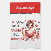 Retro 50s Glam Huisvrouw Funny Sarcastische Humor Theedoek (Verticaal)