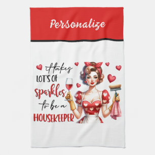 Retro 50s Glam Huisvrouw Funny Sarcastische Humor Theedoek