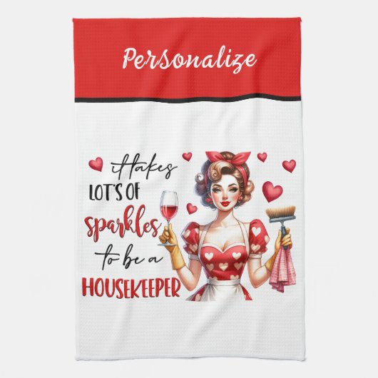Retro 50s Glam Huisvrouw Funny Sarcastische Humor Theedoek (Verticaal)