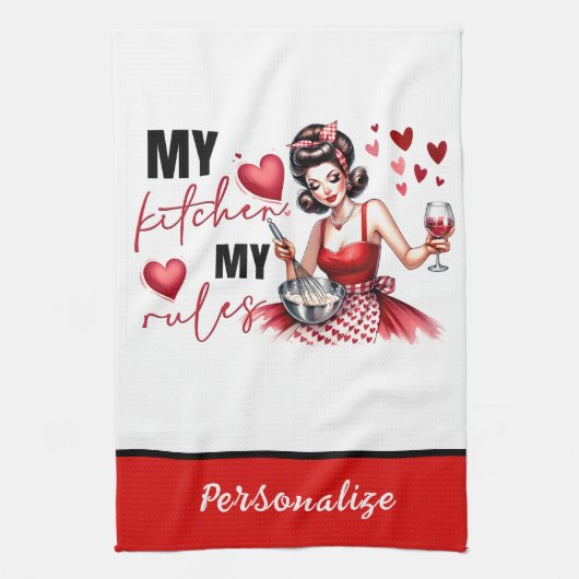 Retro 50s Glam Huisvrouw Funny Sarcastische Humor Theedoek (Verticaal)