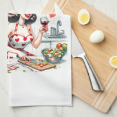 Retro 50s Glam Huisvrouw Funny Sarcastische Humor Theedoek (Quarter Fold)