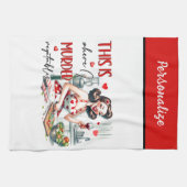 Retro 50s Glam Huisvrouw Funny Sarcastische Humor Theedoek (Horizontaal)