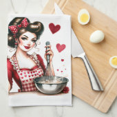 Retro 50s Glam Huisvrouw Funny Sarcastische Humor Theedoek (Quarter Fold)