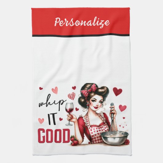 Retro 50s Glam Huisvrouw Funny Sarcastische Humor Theedoek (Verticaal)