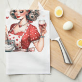 Retro 50s Glam Huisvrouw Funny Sarcastische Humor Theedoek (Quarter Fold)