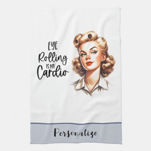 Retro 50s Glam Huisvrouw Funny Sarcastische Humor Theedoek (Verticaal)