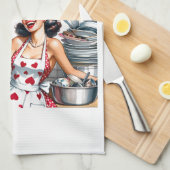 Retro 50s Glam Huisvrouw Funny Sarcastische Humor Theedoek (Quarter Fold)