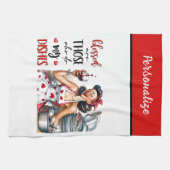 Retro 50s Glam Huisvrouw Funny Sarcastische Humor Theedoek (Horizontaal)