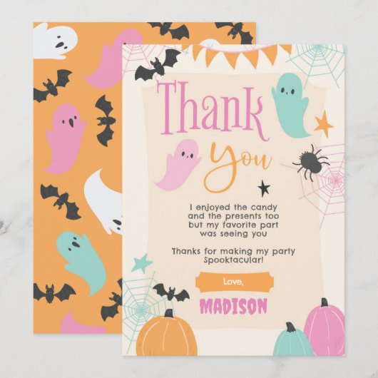 Retro 50s Halloween Party Thank You Card Kaart (Voorkant / Achterkant)