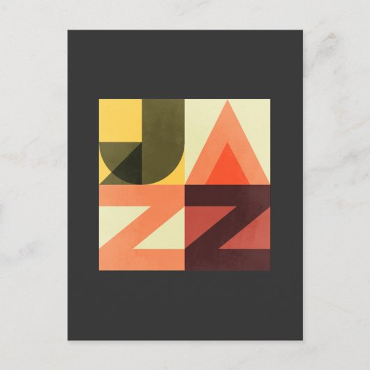 Retro 50s Jazz Music Typografische Card Briefkaart (Voorkant)