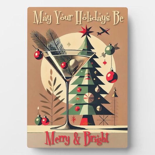 Retro 50s Jet Set Christmas Tree Martini Fotoplaat (voorkant)
