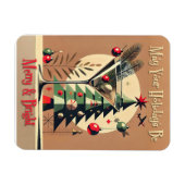 Retro 50s Jet Set Christmas Tree Martini Magneet (Horizontaal)