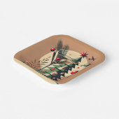 Retro 50s Jet Set Christmas Tree Martini Papieren Bordje (Gebogen)