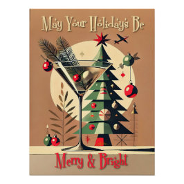 Retro 50s Jet Set Christmas Tree Martini Perfect Poster