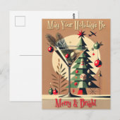Retro 50s Jet Set Kerstboom Martini Briefkaart (Voorkant / Achterkant)