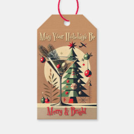 Retro 50s Jet Set Kerstboom Martini Cadeaulabel