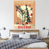 Retro 50s Jet Set Kerstboom Martini Canvas Afdruk (Insitu (Slaapkamer))